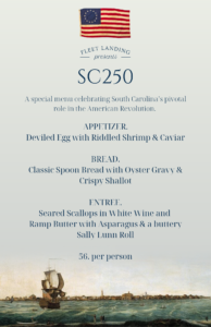 Menu for SC250 special menu at Fleet Landing